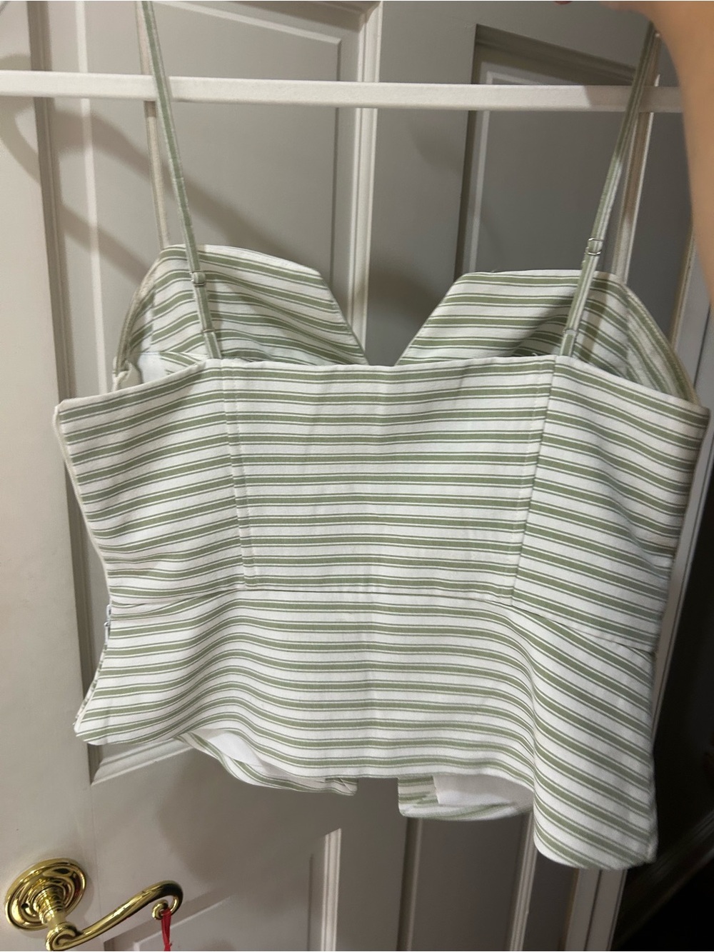English Factory Cream & Light Olive Striped Strapless Top - Picture 3 of 4